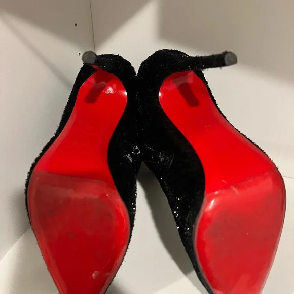 Christian Louboutin Black Velvet Ankle Booties, Kate